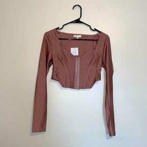 NWT Lussoire x Cefian | Blush Pink Cropped Long Sleeve Corset Top